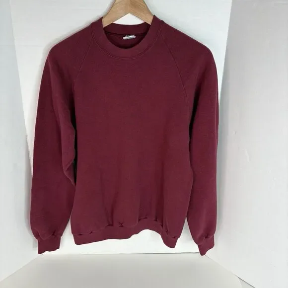 Vintage 1980s Jerzees By Russell Crewneck Sweatshirt Large Red/maroon, Blank USA - Picture 1 of 7